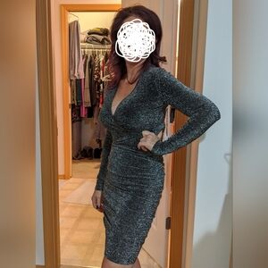 NWT - LBD - Black and silver shimmer bodycon mini dress
